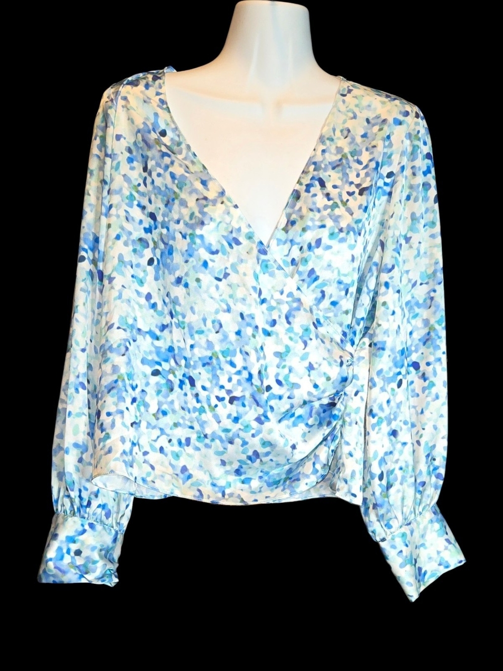 Zara Blue Multi-Print Wrap Blouse